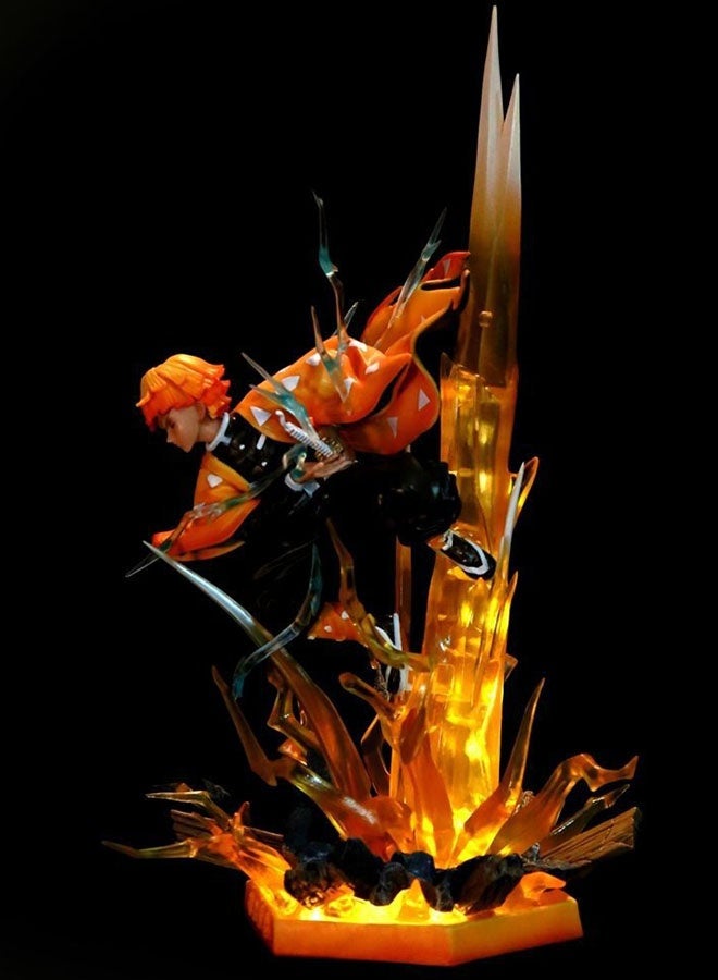 هالامودو النقر فلاش نحت بسيط من زينيتسو أغاتسوما منحوت رأس مزدوج مع مشهد عيون مضيئة مصنوعة يدوياً نموذج ديكور المكتب لعبة 35 سم - Image 5